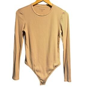 Camel colored For Luv of Denim bodysuit size large casual date night BTS Comfy